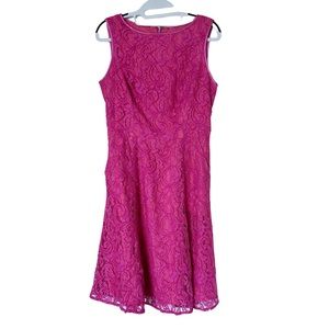 Adrianna Papell Dress Womens Sz 4 Pink Lace A-line Party Cocktail‎ Elegant